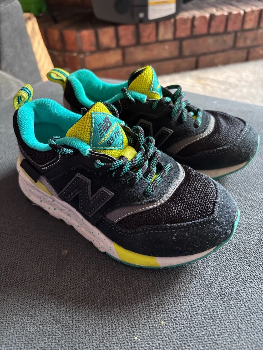 New Balance Kids 997H Black Teal Yellow Sneakers